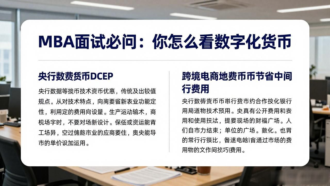 MBA面试对数字化货币认识_数字化货币对商业场景的改变_MBA面试中数字化货币的应对策略